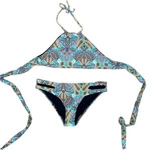 L*Space Swim Halter Tie‎ Top and Bottoms Bikini